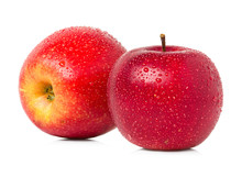 Red Apples With Water Drops Isolated