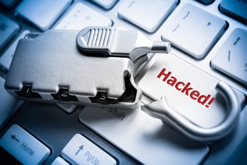 Wall Mural - broken security lock on computer keyboard - hacking issue