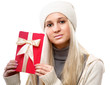 © lenets_tan - Woman with gift,isolated on white background