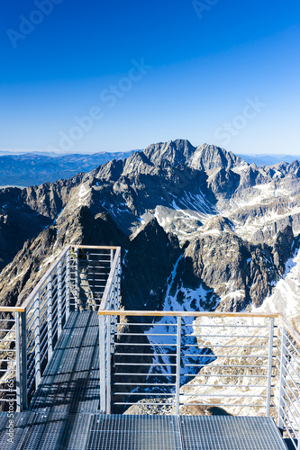 Board z aluminiowym obramowaniem Widok z Łomnicy, Tatry Wysokie (Wysokie Tatry), Słowacja