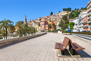 Wall Mural - Promenade in town of Menton in France.