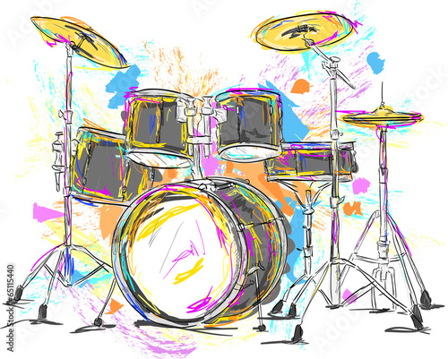 Naklejka - mata magnetyczna na lodówkę Drum Painting Vector Art