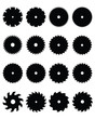 © Design Studio RM - Big set of black silhouettes of circular saw blades, vector