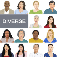 Sticker - Diverse People on White Background