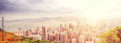 Obraz na płótnie canvas czteroczęściowy "tetraptyk" Panorama hong kong, Chiny