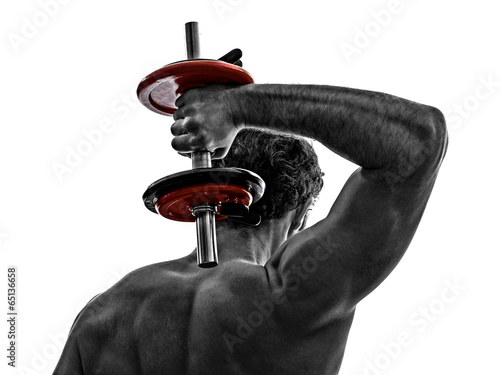 Fototapeta do kuchni man weights body builders training exercises
