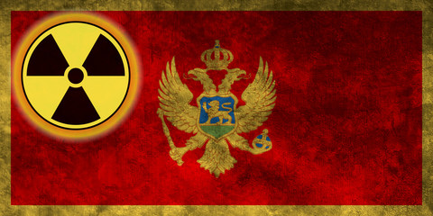 Wall Mural - Grunge flag background with nuclear sign - Montenegro