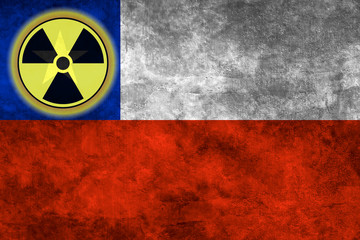 Wall Mural - Grunge flag background with nuclear sign - Chile