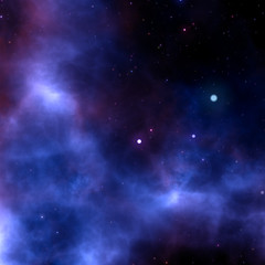solar system with milky way, nebulas and stars