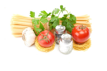 Wall Mural - Setting pasta with tomato and garlic