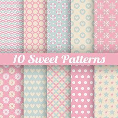 Wall Mural - sweet cute vector seamless patterns (tiling)