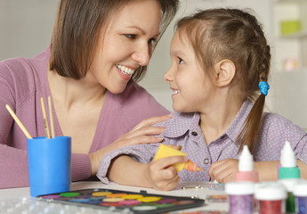 Canvas Print - Mother and little girl