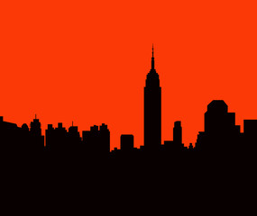 Wall Mural - New York Skyline at Night - Vector