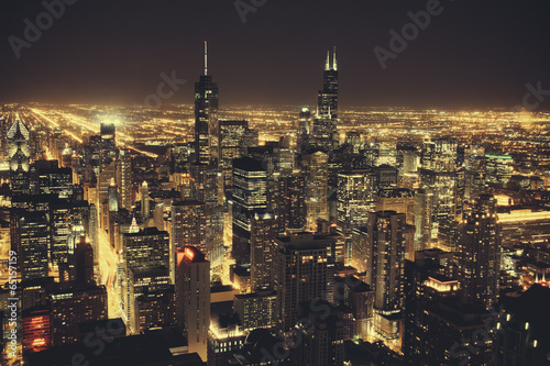 Plakat na papierze fotorealistycznym Chicago w nocy