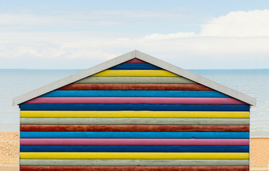 Rainbow striped beach hut