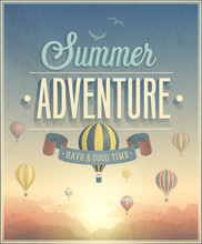 Summer Adventure Poster. Vector Illustration.