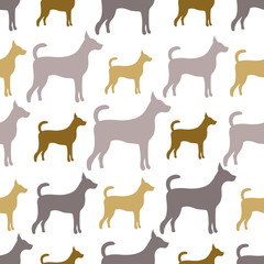 Animal seamless vector pattern of dog silhouettes. Endless textu