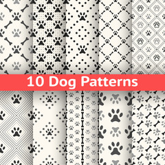Wall Mural - set of animal seamless vector pattern of paw footprint