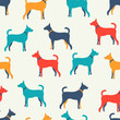 Animal seamless vector pattern of dog silhouettes. Endless textu