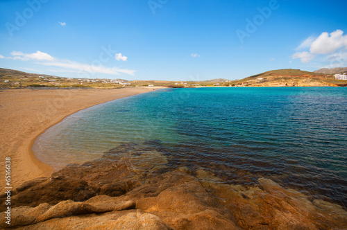 Fotoboard na płycie Plaża ftelia w mieście mykonos, grecja