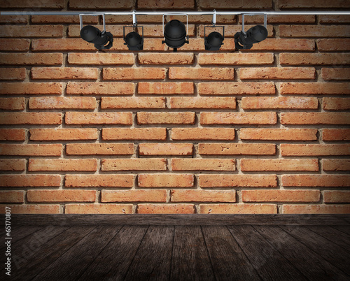 Old Interior Room With Brick Wall And Spots Light Kaufen