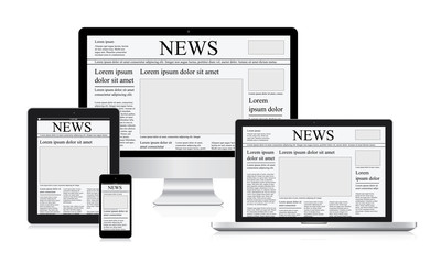 Aufkleber - Online news vector illustration computer tablet newspaper