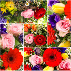 Poster - bouquet of colorful spring flowers. collage