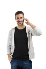 Canvas Print - Young man talking on cell phone