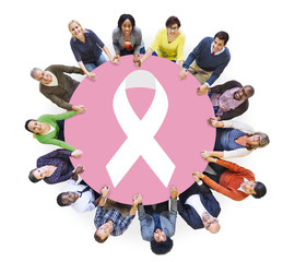 Sticker - Group of People and Breast Cancer Concept
