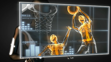 Sticker - basketball game player on hologram