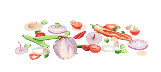  Sliced raw vegetables.