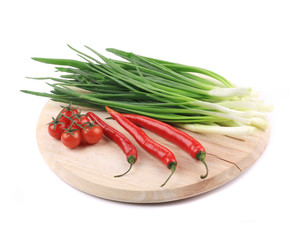 Wall Mural - Vegetables on wooden platter.