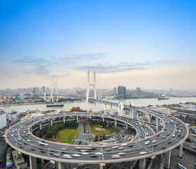 Wall Mural - cars motion blur on the bridge