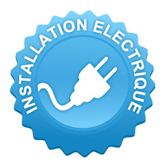 Fototapete - installation électrique sur bouton web denté bleu