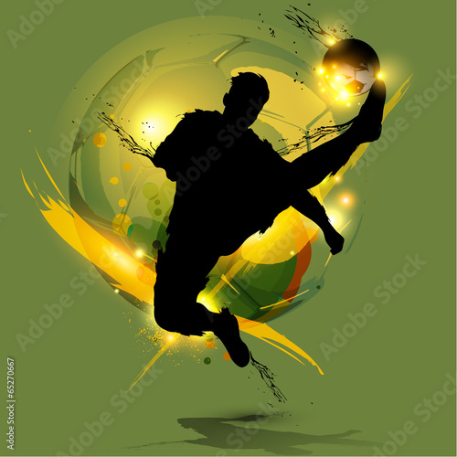 Obraz w ramie soccer player ink splash