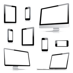 Aufkleber - Modern computer, laptop, tablet and smartphone vectors side view