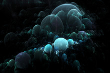 Abstract Blue Eggs On Deep Sea Floor