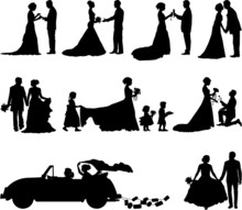 Wedding Scene Vector Silhouette