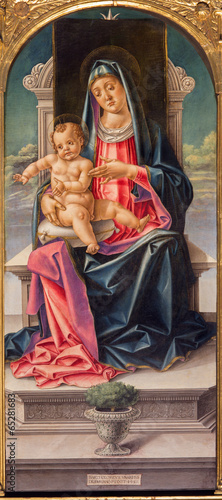 Obraz na płótnie canvas trzyczęściowy "tryptyk" Wenecja - madonna od vivarini w santa maria dei frari.