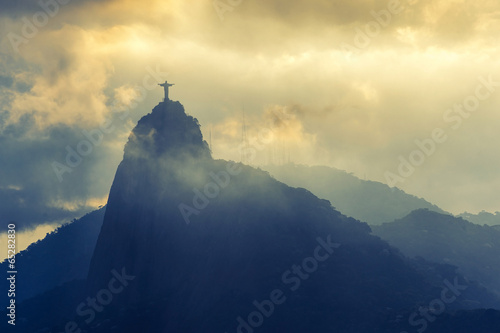 Sunset at christ redeemer, Rio de Janeiro, Brazil Poster