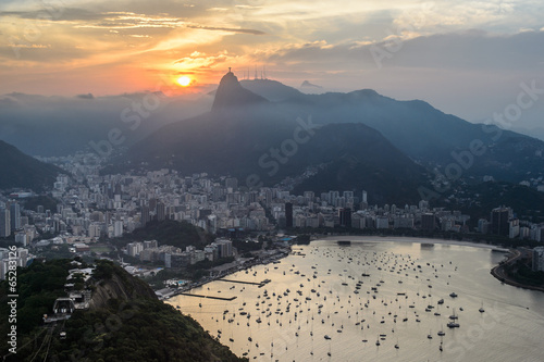 Board z aluminiowym obramowaniem Zmierzchu widok Rio De Janeiro, Brazil
