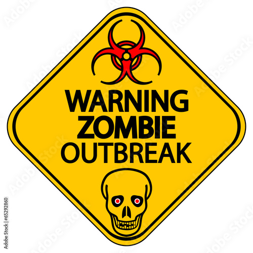 Plakat na papierze fotorealistycznym Ostrzeganie o wybuchu zombie