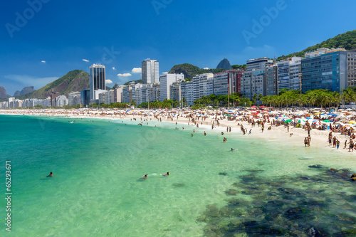 Obraz na płótnie canvas czteroczęściowy "tetraptyk" Widok plaży copacabana w Rio de janeiro, Brazylia