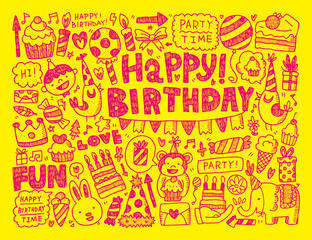 Wall Mural - Doodle Birthday party background