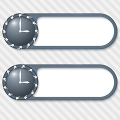 set of two vector buttons with arrows and clock