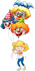 Wall Mural - A happy young lady with three balloons