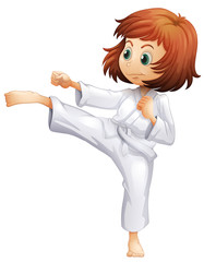 Poster - A young woman doing karate