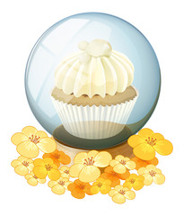 Wall Mural - A crystal ball with a mocha-flavored cupcake inside