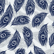 Seamless  pattern with hand drawn feathers peacock.