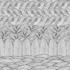 Collage seamless pattern in black and white